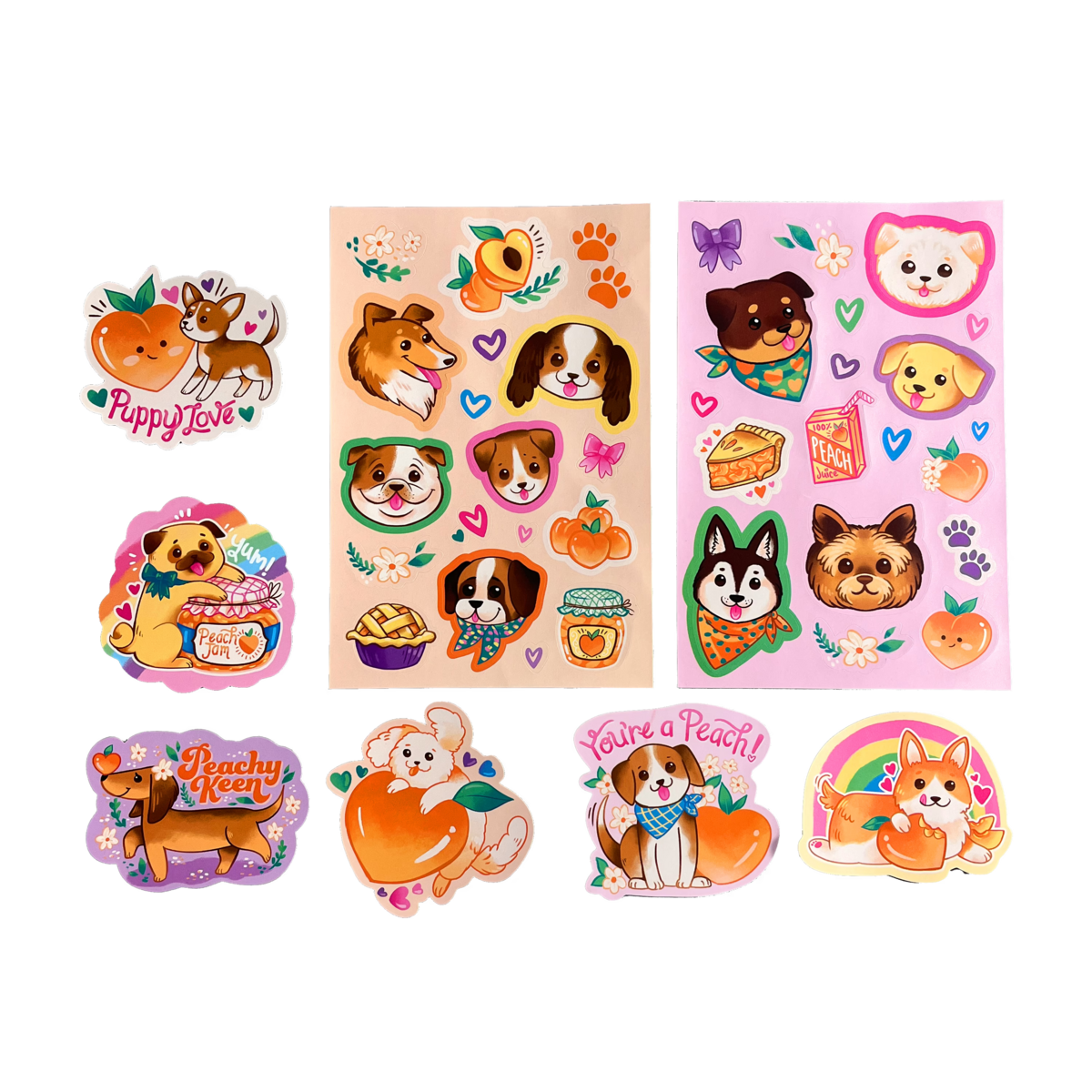 Puppies and Peaches Sticker Set